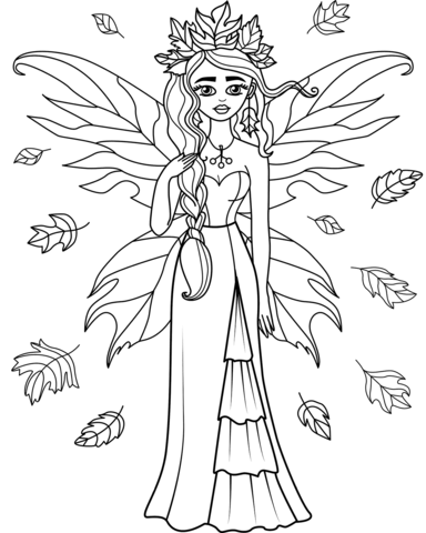 Autumn Fairy Coloring Page